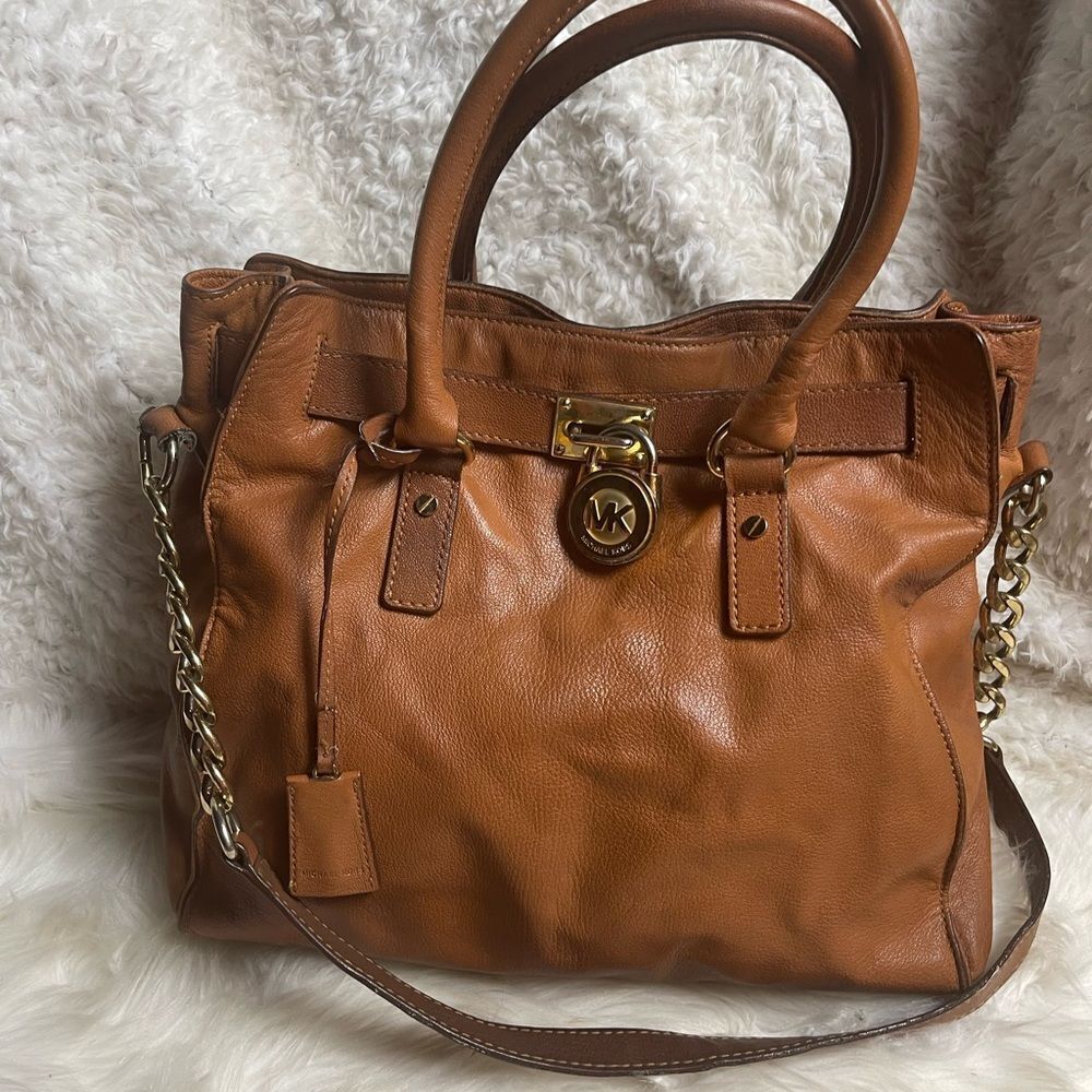 MICHAEL KORS Hamilton Brown Pebbled Leather large Tote  /Shoulder Bag. - Picture 8 of 16